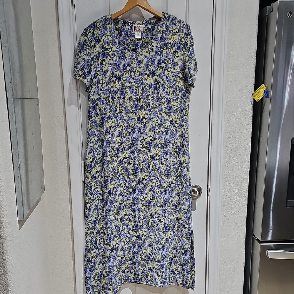 K & K Vintage  100% Rayon Floral Print Women's Dress Size 14